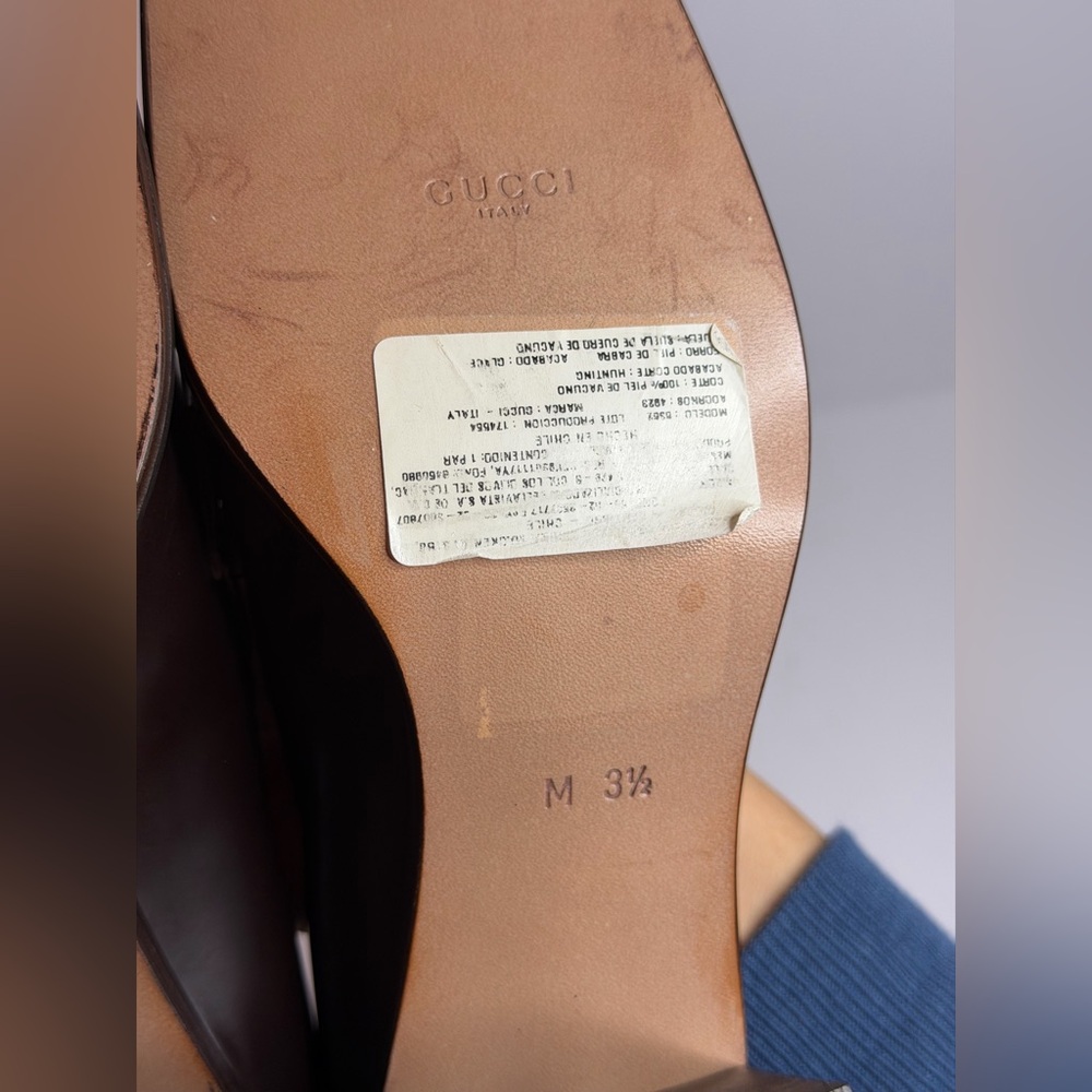 Gucci Brown Leather Loafers Pumps Chunky Heel and Square Toe Size 3.5 UK 36 EU - Picture 8 of 13